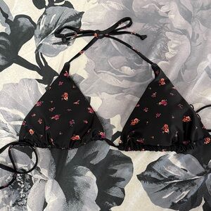 Forever 21 Black Floral Bikini Top